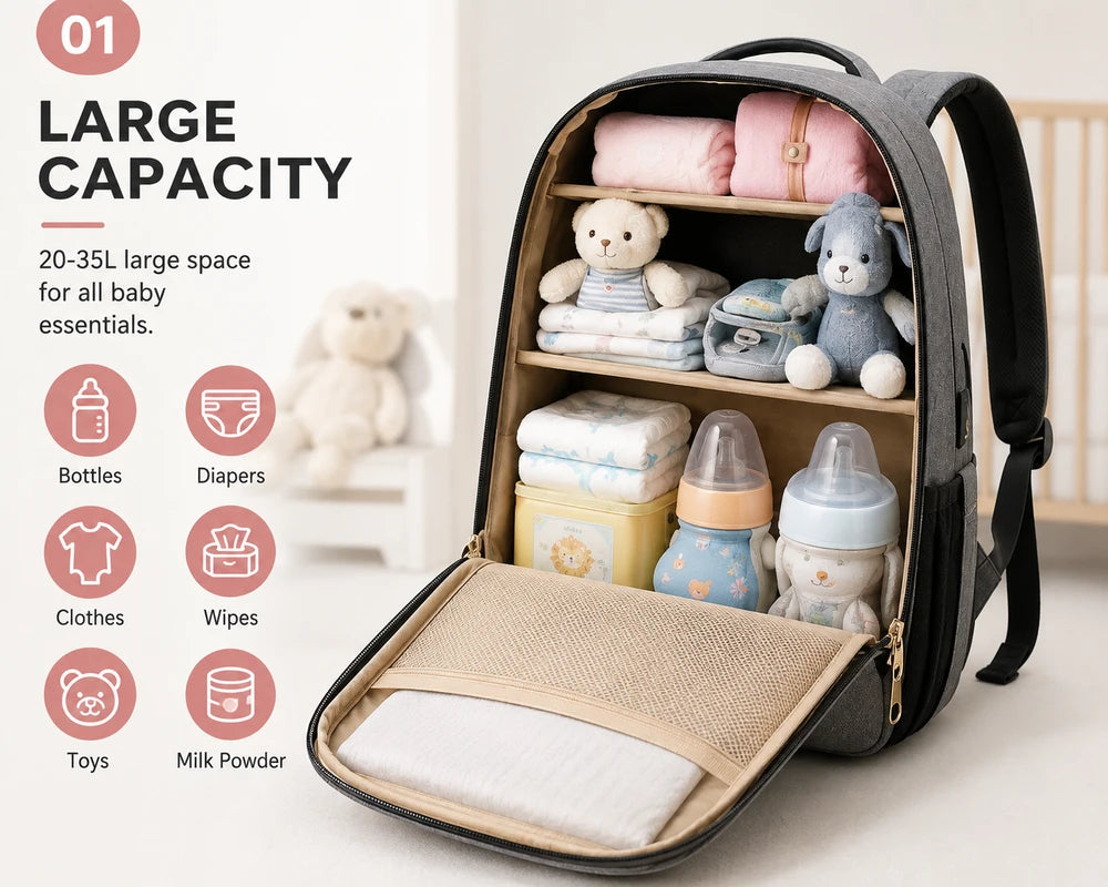 Luxora 3-in-1 Travel Baby Diaper Backpack